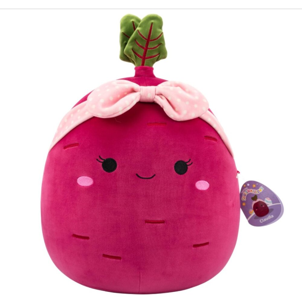 Squishmallows 8 in Claudia the Purple Beet with Pink‎ Headband | Brand NEW